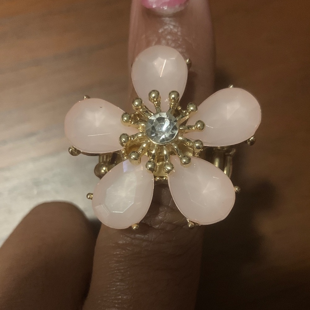 Elegant Pink Adjustable Flower Ring